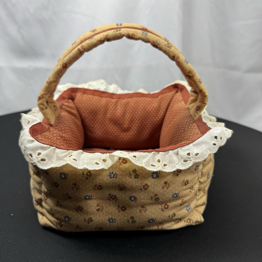 Vintage Browns Floral Polka Dot Padded Basket